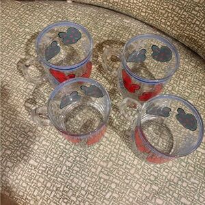 Vintage arcoroc glass coffee tea mugs cups mittens new NOS set of four 4